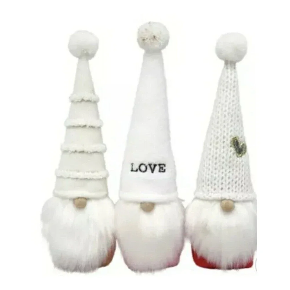 Spritz Valentine’s Day Standing Fabric Gnome Decor Set of 3 Beanie Red Pink Tan